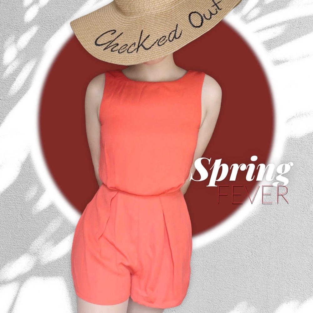 Open Back Orange Romper Onesie | Boutique
